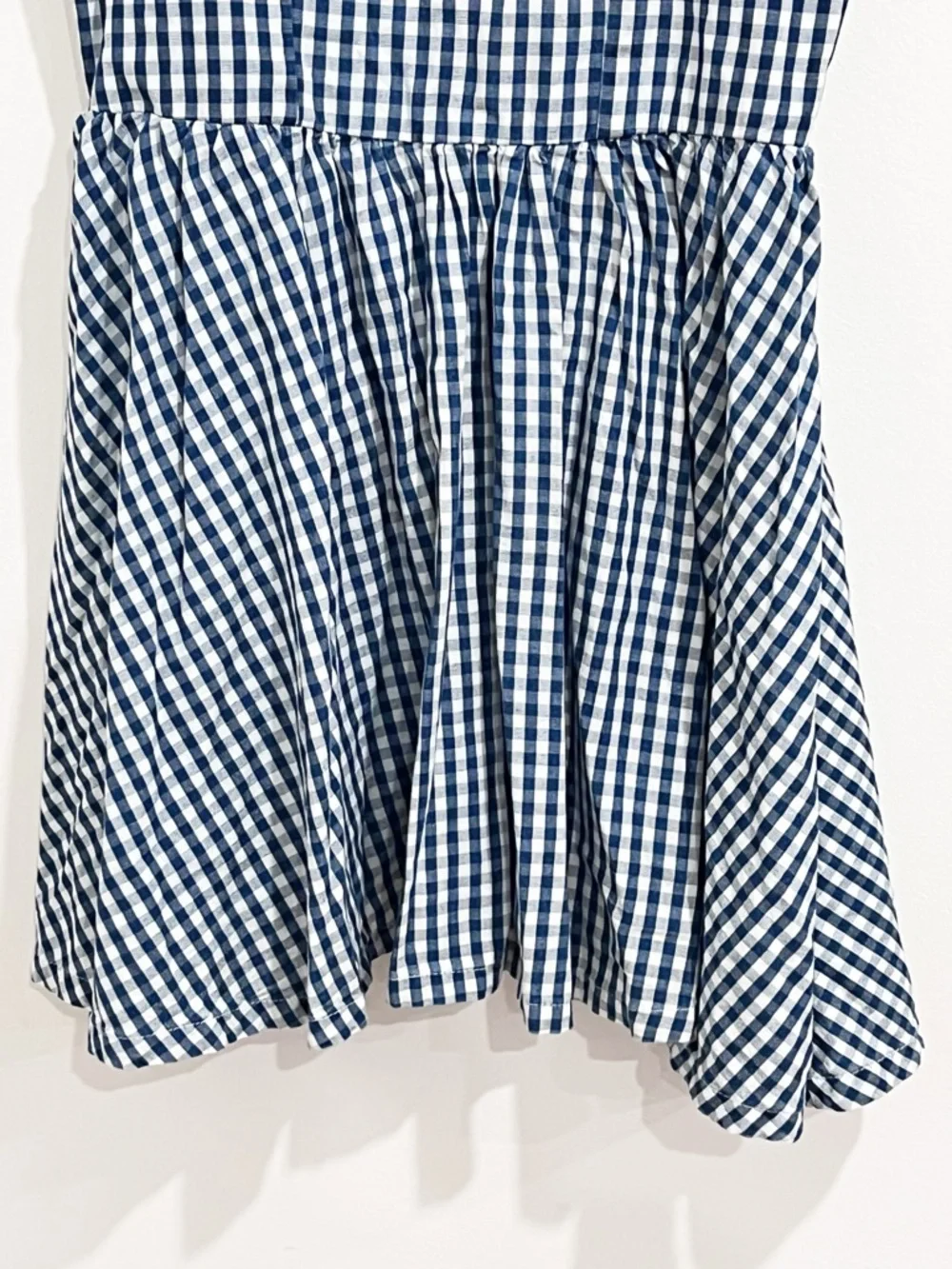 NWT GAP Girls Square Neck Blue Gingham Smocked Cotton Denim Tank Dress